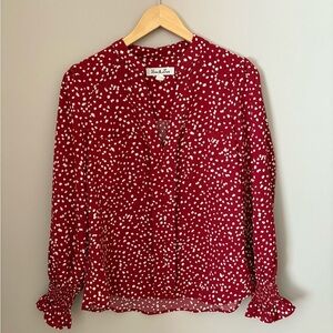 Vine & Love Red and White Dotted Blouse size Small